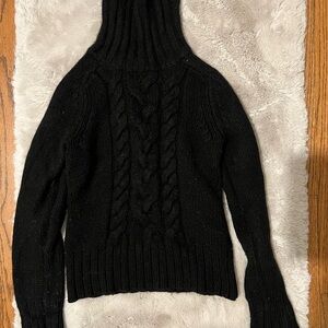 Express Black Cowl Neck Cable Knit Sweater